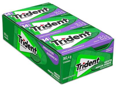 Chiclete Trident Menta Sem Açúcar Display com 12 unidades de 25,2g