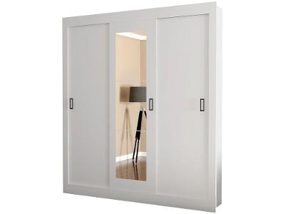 Guarda-roupa Casal com Espelho 3 Portas de Correr Araplac Melissa Glass