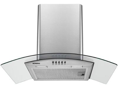 Coifa de Parede Mondial 60cm Inox até 4 Bocas Curvo CF60-01