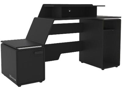 Mesa Gamer XT Racer Space Two Preto e Branco 2 Nichos 1 Porta