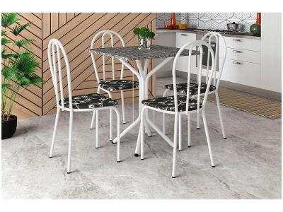 Mesa de Jantar 4 Cadeiras Quadrada Branca Artefamol America Thais