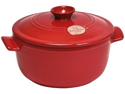 Caçarola Emile Henry de Cerâmica com Tampa 28,5cm 5L Vermelha