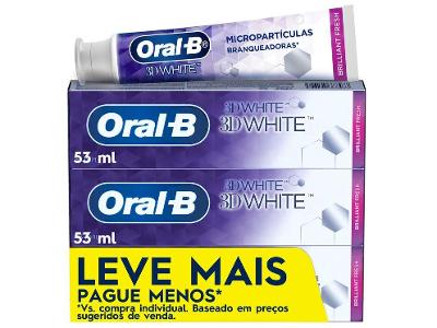Creme Dental Oral-B 3D White Brilliant Fresh 70g 3 Unidades