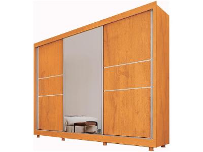 Guarda-roupa Casal com Espelho 3 Portas de Correr