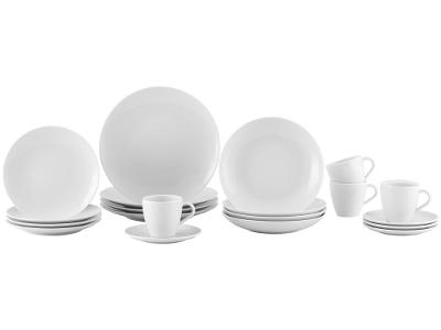 Aparelho de Jantar e Chá 20 Peças Tramontina de Porcelana Branco Redondo Silvia