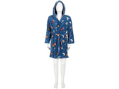 Roupão de Inverno Infantil de Microfibra Atlântica Sofisticata Kids Azul com Capuz