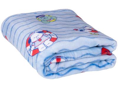 Cobertor Infantil para Berço Jolitex de Microfibra Flannel Kyor Marinheiro Azul