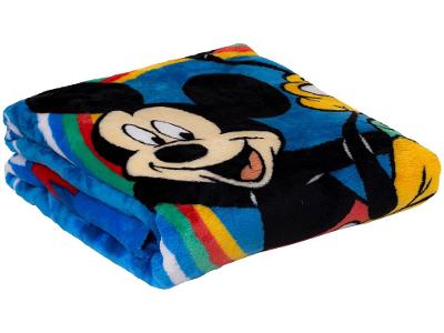 Cobertor Solteiro Jolitex de Microfibra Raschel Plus Mickey Best Pals Azul