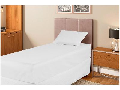 Jogo de Cama Solteiro 100% Poliéster Marcelino Têxtil Hypercal Branco 2 Peças