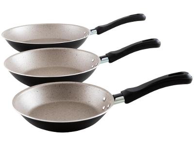 Conjunto de Frigideiras Antiaderente Tramontina de Alumínio Linz Preto 3 Peças