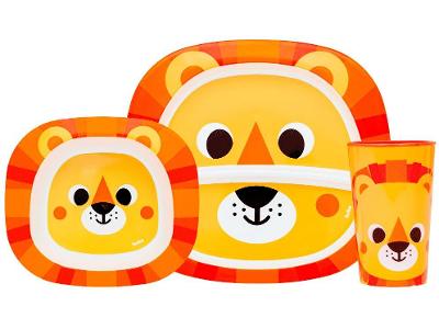 Kit Refeição Infantil Buba Zoo Leão 3 Peças Laranja
