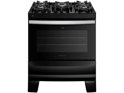 Fogão 5 Bocas Atlas Preto Mesa de Vidro Glass Agile UP