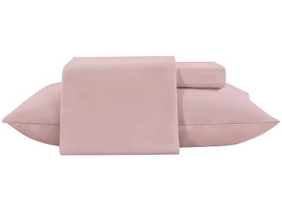 Jogo de Cama Solteiro de Poliéster Jolitex 300 Fios Toque de Seda Rose 3 Peças