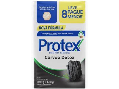 Sabonete em Barra para o Corpo e Rosto Protex Carvão Detox 85g 8 Unidades