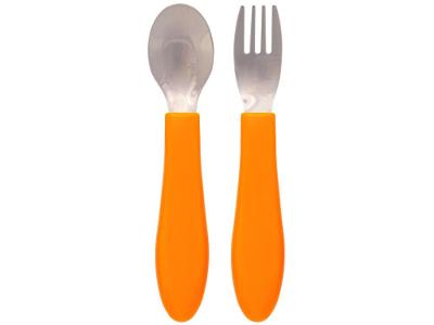 Kit Talher Infantil Inox Buba Zoo Laranja 2 Peças