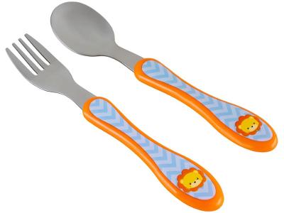 Kit Talher Infantil Buba Leão Zoo Laranja e Azul