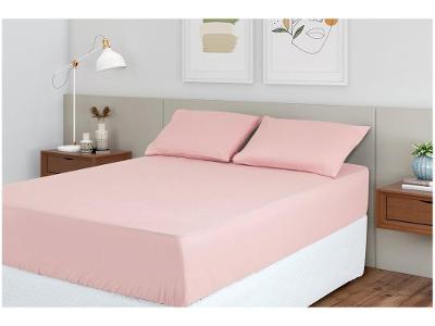 Jogo de Cama Queen 100% Poliéster Marcelino Têxtil Hypercal Rosé 3 Peças