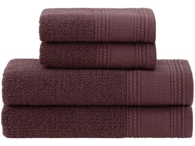Jogo de Toalhas Buddemeyer 100% Algodão Novita Extra Soft Jacquard Felpa Marrom 4 Peças