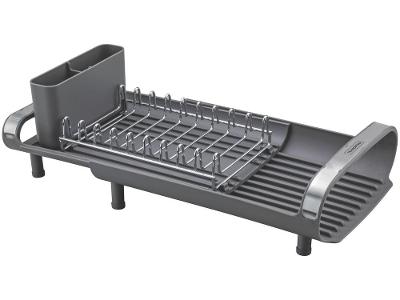 Escorredor de Louça Inox Tramontina Plurale Grafite 9 Pratos com Secador e Porta Talheres
