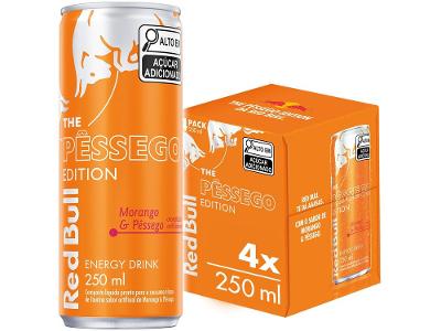 Bebida Energética Red Bull Morango e Pêssego 250ml 4 Unidades