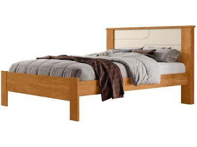 Cama de Casal Conquista Móveis Pérola Cinamomo e Off-White
