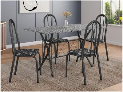 Mesa de Jantar 4 Cadeiras Retangular Preto Artefamol Ravena