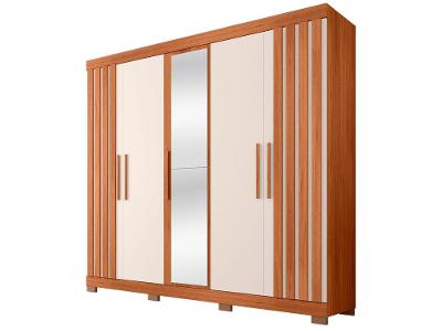 Guarda-roupa Casal com Espelho com Sapateiro 5 Portas 2 Gavetas Caemmun Sophia