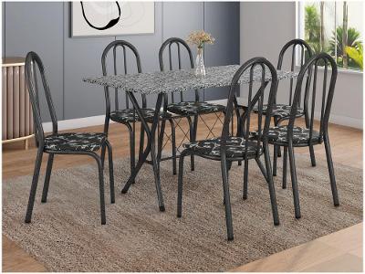Mesa de Jantar 6 Cadeiras Retangular Preta Artefamol Ravena
