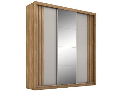 Guarda-roupa Casal com Espelho 3 Portas de Correr 2 Gavetas Demóbile Cannes