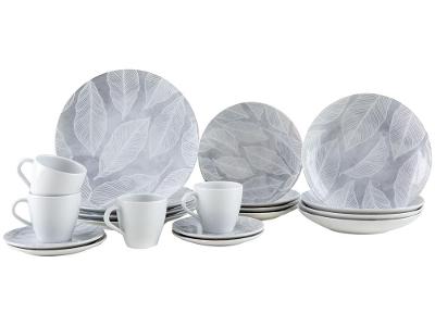 Aparelho de Jantar e Cappuccino 20 Peças Tramontina Redondo de Porcelana Cinza Arbo 96589038