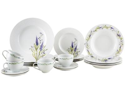 Aparelho de Jantar e Chá 20 Peças Tramontina Redondo de Porcelana Branco Lilla 96589052