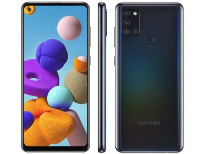Smartphone Samsung Galaxy A21s 64GB Preto 4G - 4GB RAM 6,5” Câm. Quádrupla + Selfie 13MP