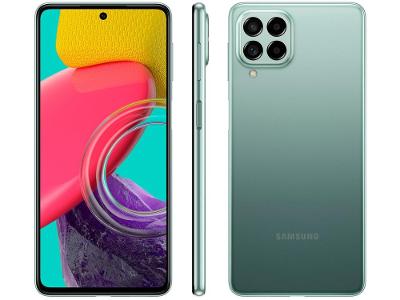 Smartphone Samsung Galaxy M53 128GB Verde 5G 8GB RAM 6,7" 108MP Câm, Quadrupla Selfie 32MP Dual Chip