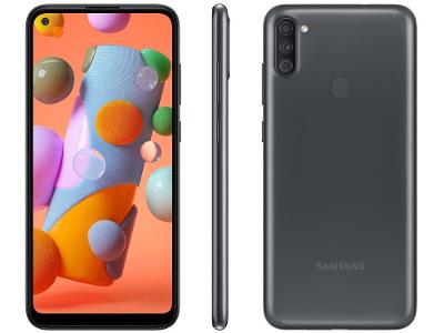 Smartphone Samsung Galaxy A11 64GB Preto 3GB RAM 6,4" Câm. Tripla + Selfie 8MP Dual Chip