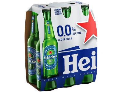 Cerveja Heineken 0.0 Pilsen Puro Malte - Lager sem Álcool 6 Unidades Garrafa 330ml