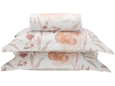 Colcha Casal Bett Design Microfibra Sweet Flowers Branco 3 Peças