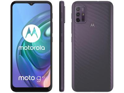 Smartphone Motorola Moto G10 64GB Cinza Aurora 4G 4GB RAM Tela 6,5” Câm. Quádrupla + Selfie 8MP