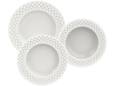 Jogo de Pratos Redondo de Porcelana Branco