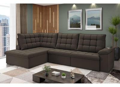 Sofá de Canto 6 Lugares Retrátil Reclinável Suede Veludo Dallas Flexforma Estofados