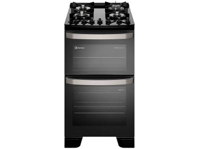 Fogão 4 Bocas Electrolux Preto Mesa de Vidro com Timer VaporBake FE4DP