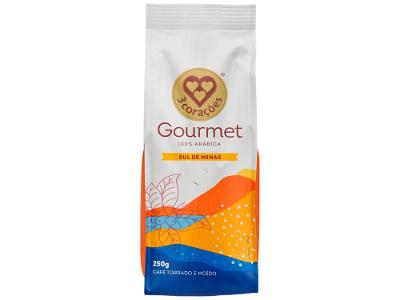 Café Moído Gourmet 3 Corações 100% Arábica Sul de Minas Pacote 250g