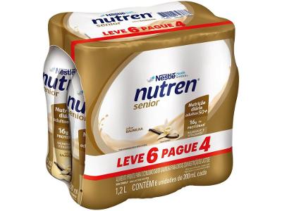 Bebida Láctea UHT Nestlé Nutren Senior Baunilha Zero Lactose 200ml 6 Unidades