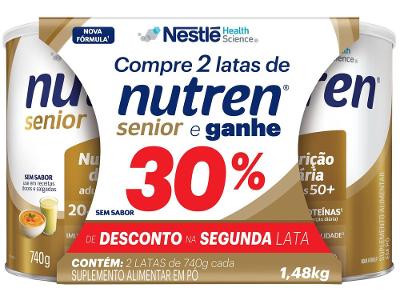Bebida Láctea em Pó Nestlé Nutren Senior sem Sabor 740g 2 Unidades