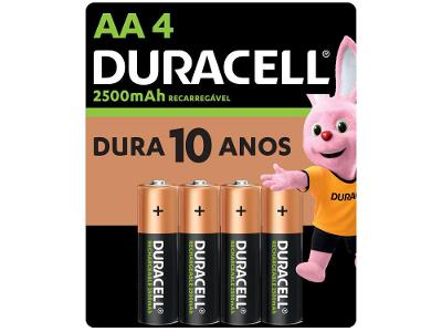 Pilha Recarregável AA Duracell 2500mAh 4 Unidades