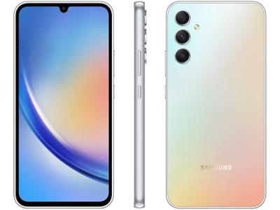 Smartphone Samsung Galaxy A34 128GB Prata 5G Octa-Core 6GB RAM 6,6" Câm. Tripla + Selfie 13MP Dual Chip