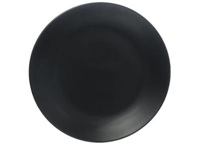 Prato Raso de Cerãmica Preto de Sobremesa Redondo 18,5cm Hauskraft Charlotte