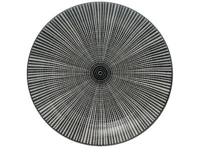 Prato Raso de Cerâmica Preto de Sobremesa 19,5cm Hauskraft Stripe