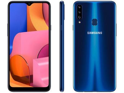 Smartphone Samsung Galaxy A20s 32GB Azul 4G 3GB RAM Tela 6,5” Câm. Tripla + Câm. Selfie 8MP