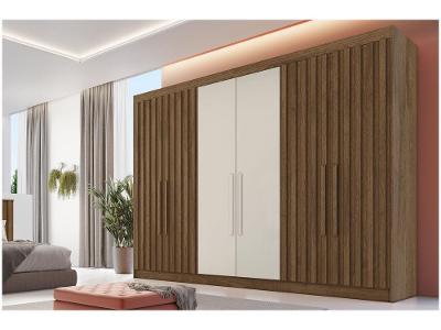 Guarda-roupa Casal 6 Portas 6 Gavetas Móveis Europa Ripado Potente