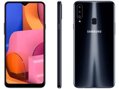 Smartphone Samsung Galaxy A20s 32GB Preto 4G 3GB RAM Tela 6,5” Câm. Tripla Câm. Selfie 8MP